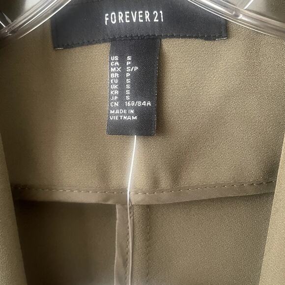 Forever 21 Olive Green Open Front Blazer NWT SZ S - Picture 2 of 4